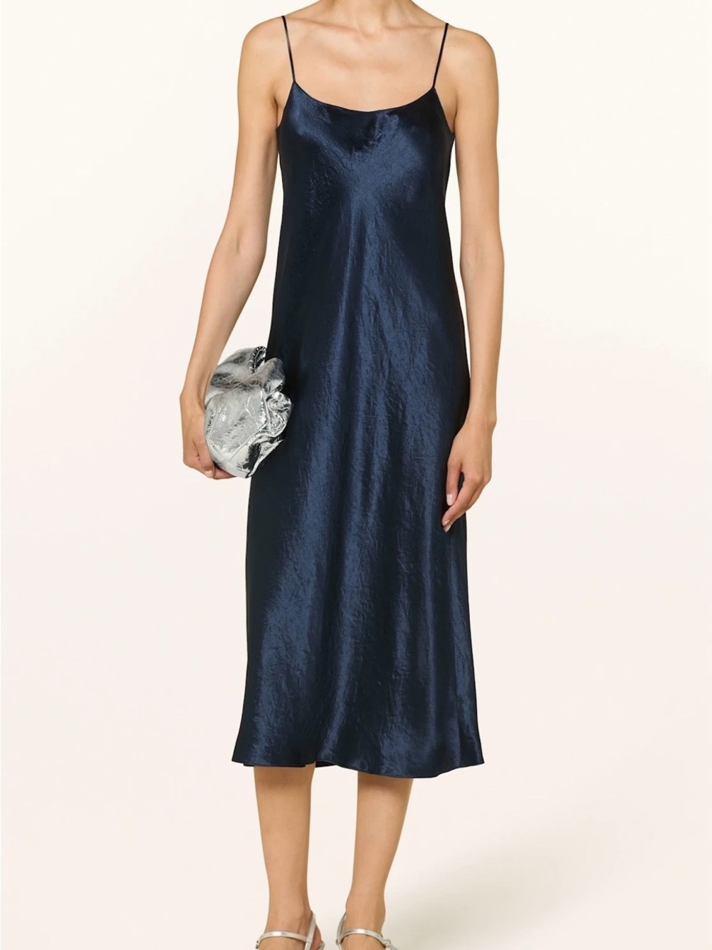 Vince Navy Satin Slip Dress with Spaghetti Straps size XS